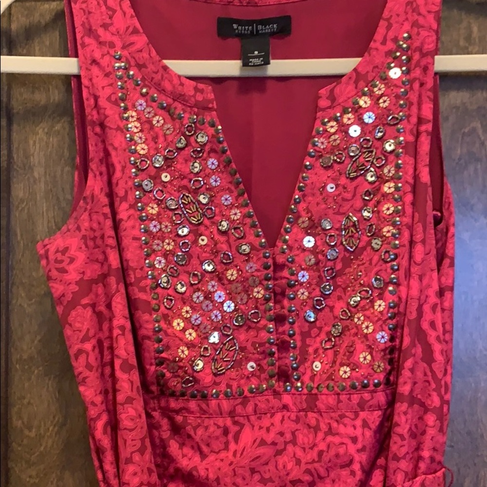 Pink Beaded White House Black Market Dress - Picture 2 of 4